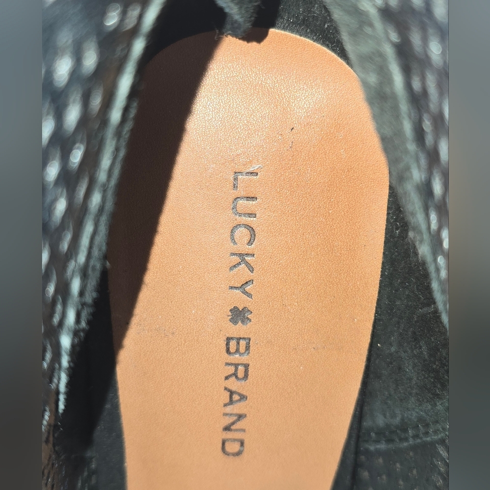 Lucky Brand Vacob Open-Toe Black Suede Booties Women's Size 9.5M - Picture 6 of 10